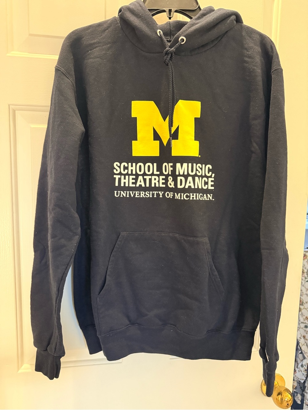 Champion Navy Hoodie with Yellow Michigan Block M